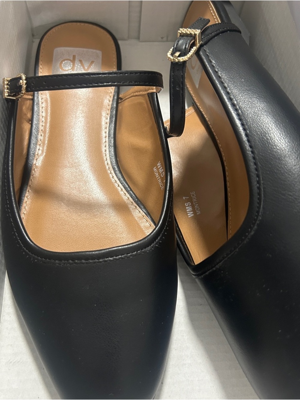 DV has by Dolce Vita Black Mary Jane Mule with Gold Buckle Size 7